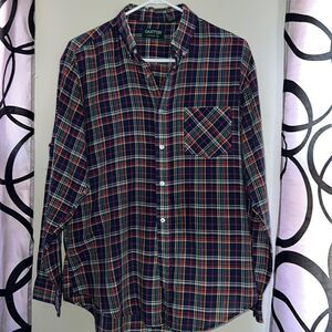 Oakton Limited, men’s lightweight plaid, vintage, button-down shirt, size large